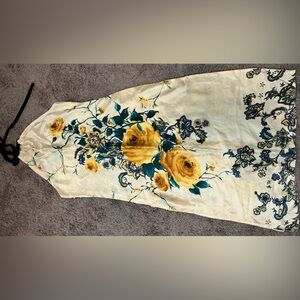 Floral Print Dress with Yellow Roses